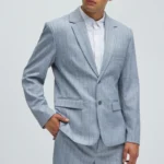 Roswel Textured Stripes Blazer - Grey