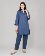 Navy Blue Embroidered Two-Piece Suit