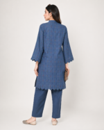 Navy Blue Embroidered Two-Piece Suit - Image 3