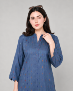 Navy Blue Embroidered Two-Piece Suit - Image 2