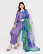 Lilac Purple Embroidered Three-Piece Suit - Image 3
