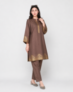 Coffee Brown Printed Two-Piece Suit