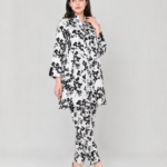 Black & White Floral Two-Piece Suit