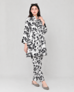 Black & White Floral Two-Piece Suit