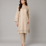 Beige Minimal Line Two-Piece Suit