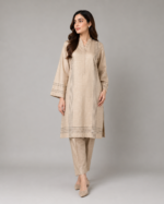 Beige Minimal Line Two-Piece Suit