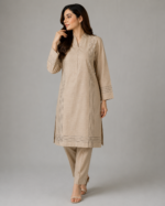 Beige Minimal Line Two-Piece Suit - Image 2