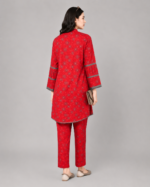 Red Printed Peplum Two-Piece Suit - Image 4